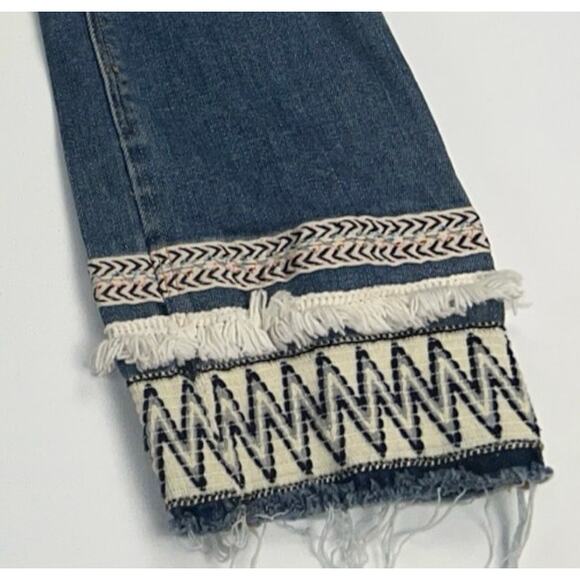 McGuire Ambrosio Embroidered Boho Mid-Rise Cropped Bootcut Raw Hem Jeans Size 27 - Picture 4 of 11